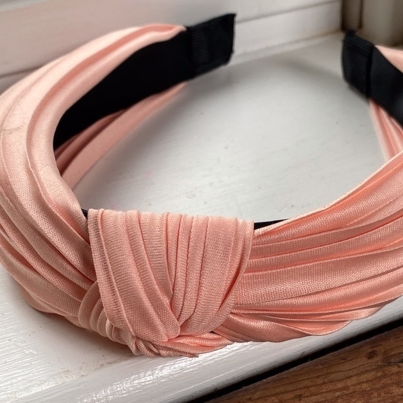 Anthropologie Satin Peachy Pink Knotted Headband - Picture 2 of 4